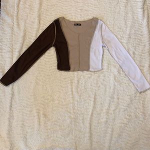Tricolor neutral crop top